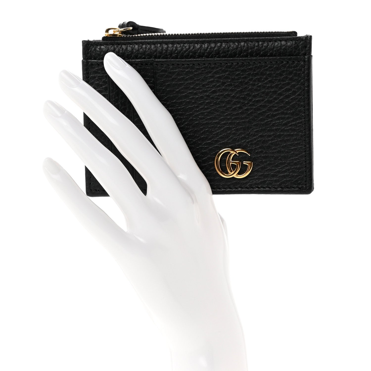 Gucci Dollar Calfskin GG Marmont Coin Case Card Holder Black 2 of 7