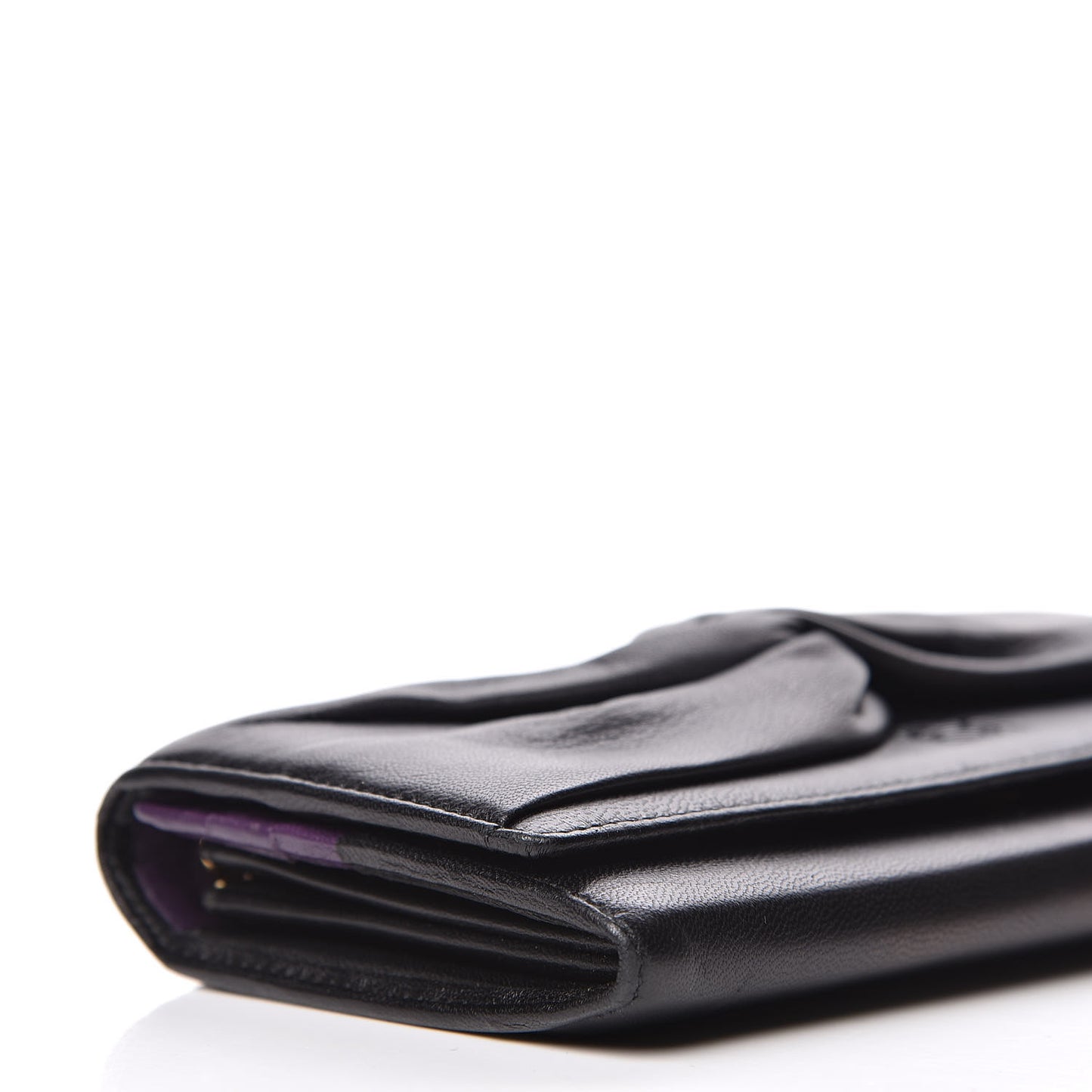 Nappa Bow Chain Wallet Black