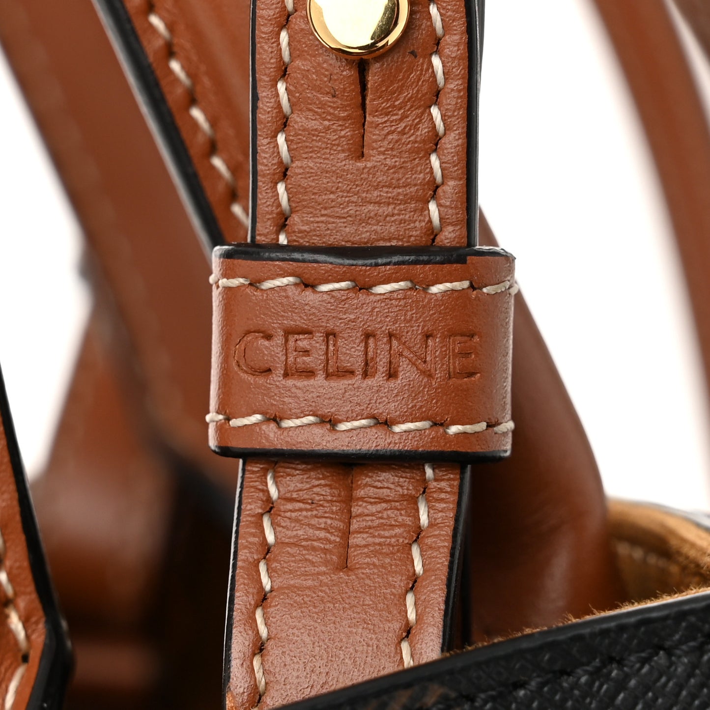 Triomphe Canvas Calfskin Mini Vertical Cabas Tan