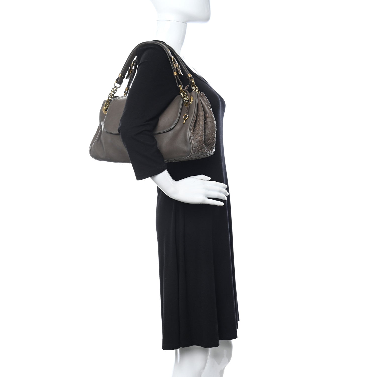 Bottega Veneta Nappa Intrecciato Flap Shoulder Bag Brown 2 of 11
