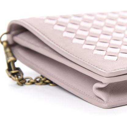 Bottega Veneta Nappa Intrecciato Checker Chain Wallet Deco Rose Quartz 7 of 10