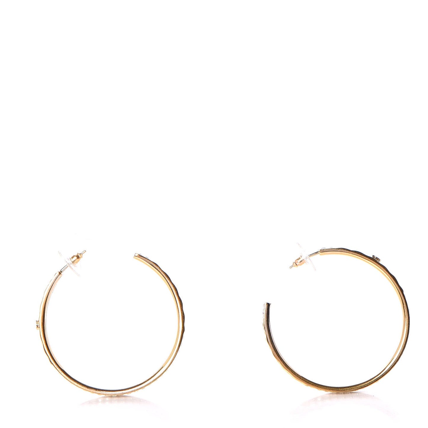 Crystal Baguette CC Hoop Earrings Gold