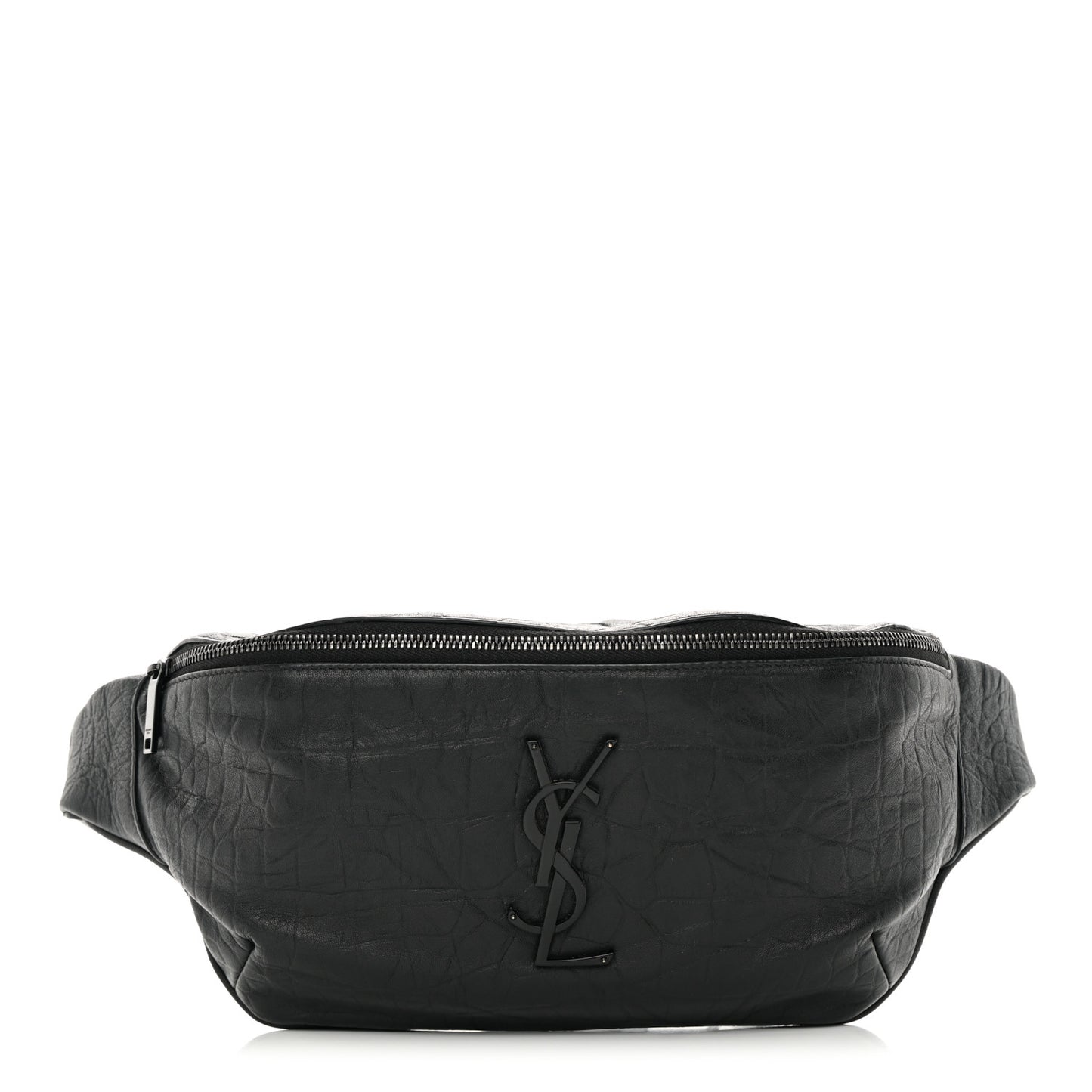 Calfskin Crocodile Embossed Monogram Belt Bag Black