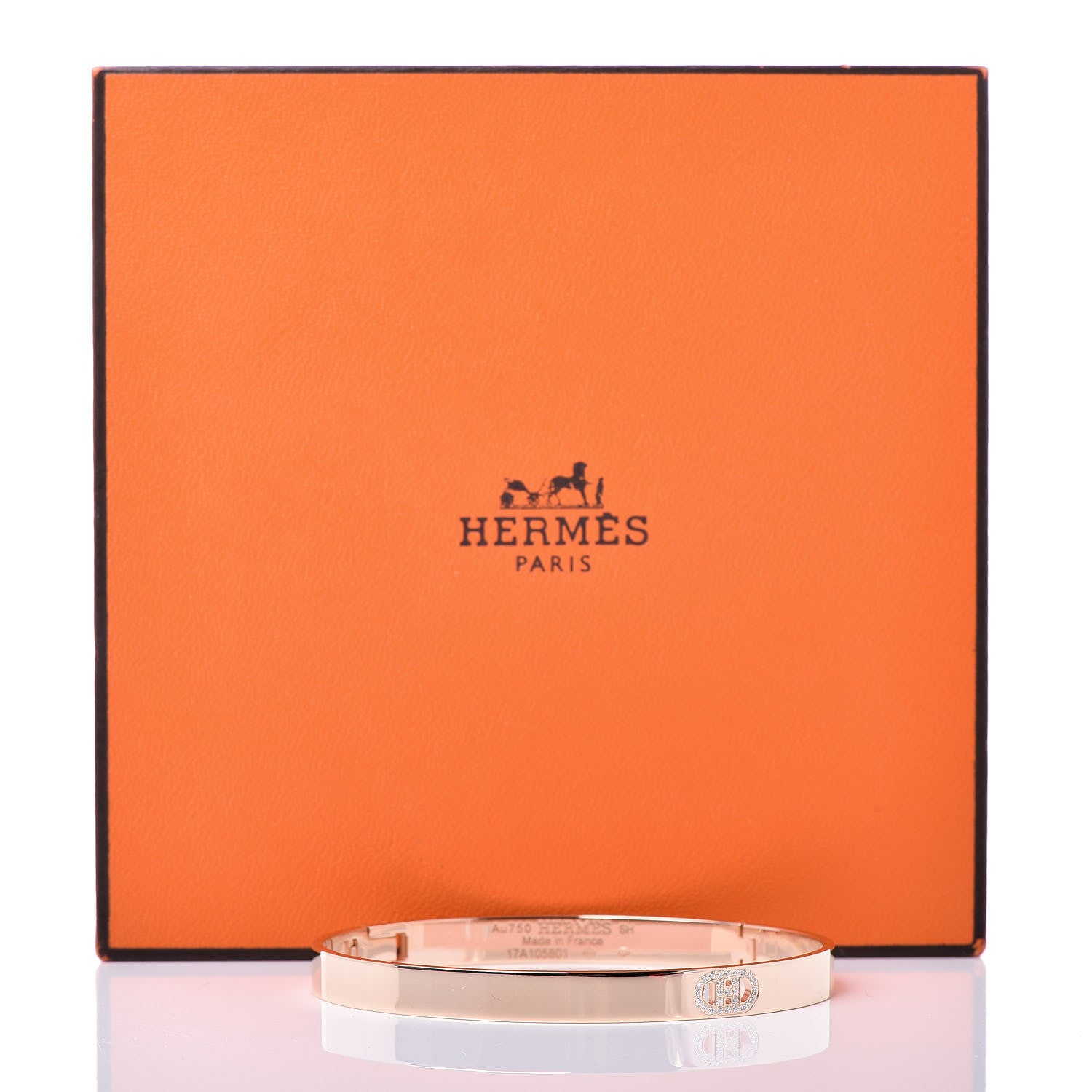 Hermes 18K Rose Gold Diamond PM H D'Ancre Bracelet SH 5 of 5