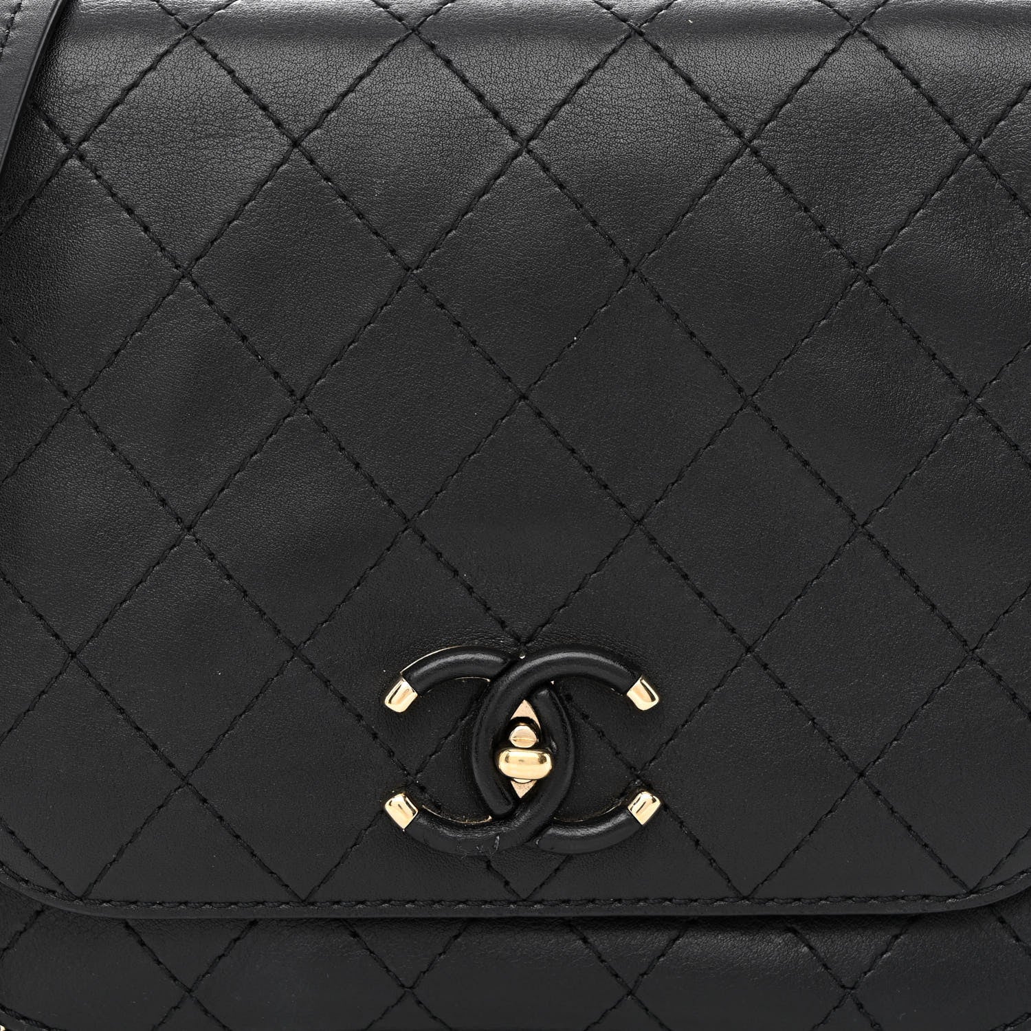 Chanel Calfskin Stitched Small Covered CC Flap Bag Black 10 of 12