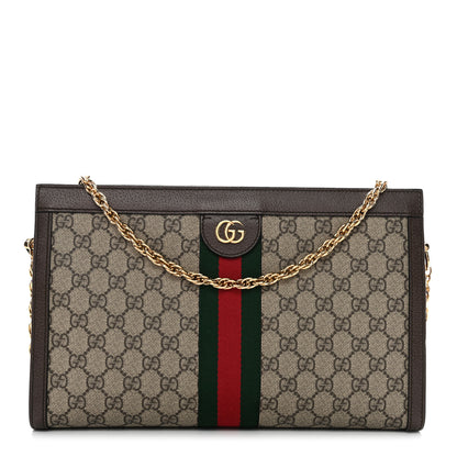 Gucci GG Supreme Monogram Web Medium Ophidia Chain Shoulder Bag Brown 1 of 11
