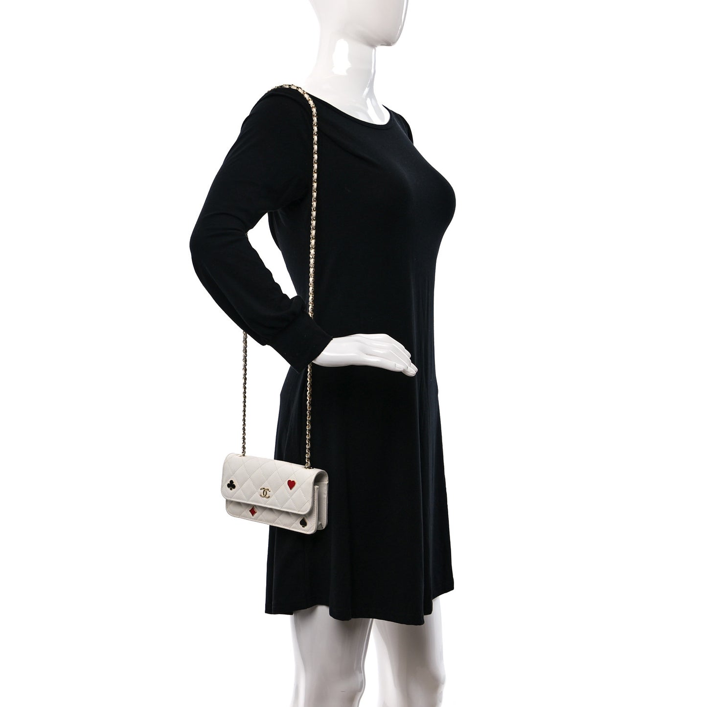 Caviar Quilted Enamel Coco Casino Flap Phone Holder With Chain White