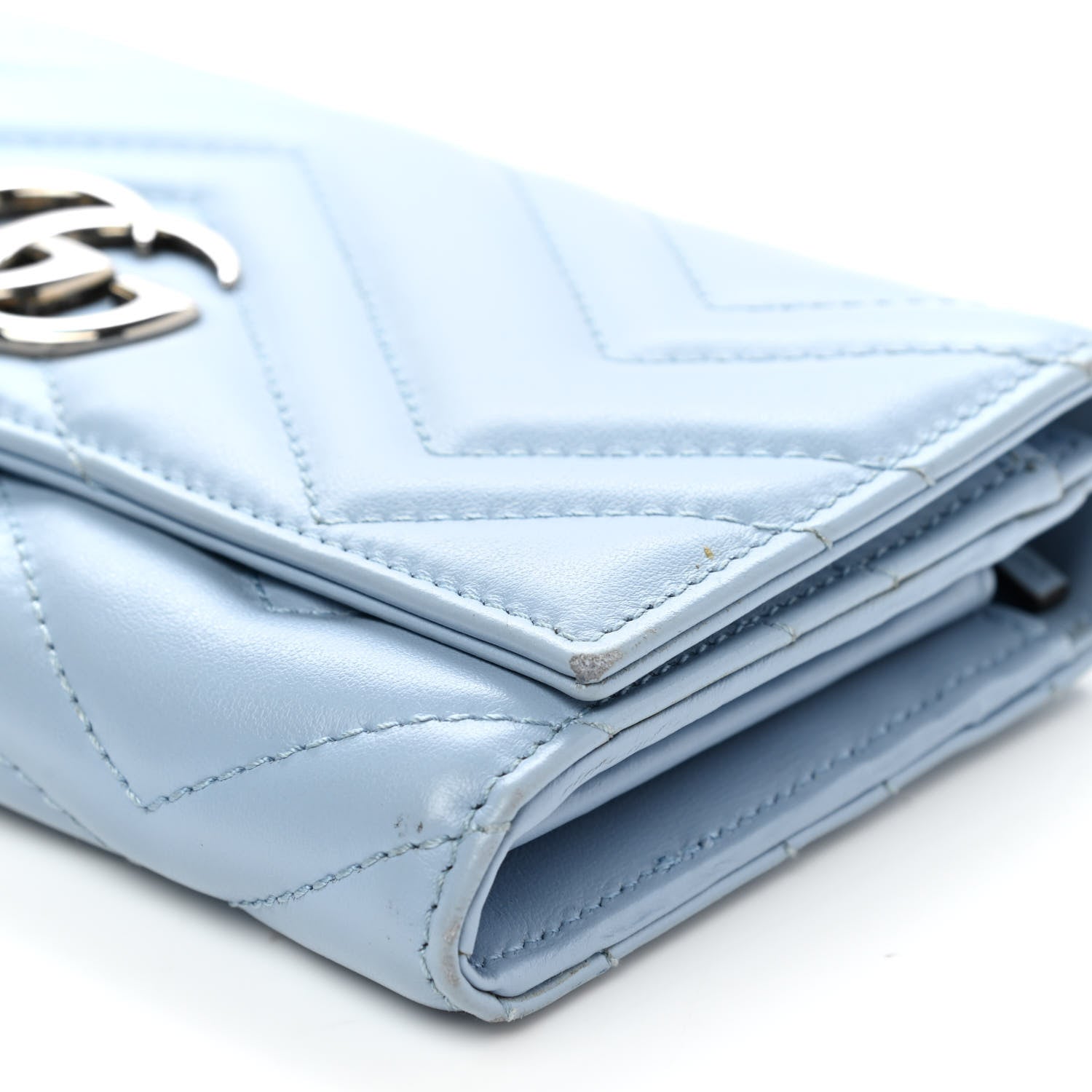 Gucci Calfskin Matelasse GG Marmont Continental Wallet Porcelain Light Blue 9 of 9