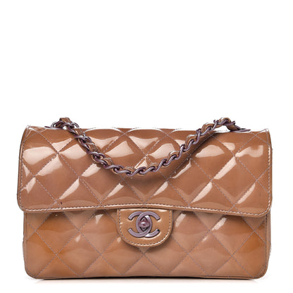 Chanel Patent Calfskin Quilted Mini Rectangular Flap Dark Beige 1 of 18
