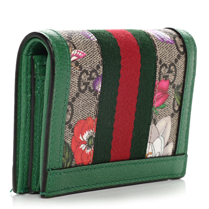 Gucci GG Supreme Monogram Flora Web Ophidia Card Case Green 3 of 10