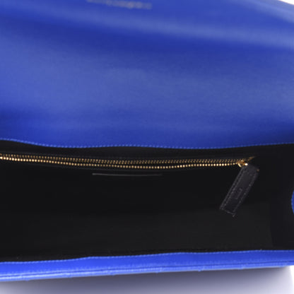 Saint Laurent Grain De Poudre Matelasse Chevron Large Monogram Satchel Blue Majorelle 5 of 10
