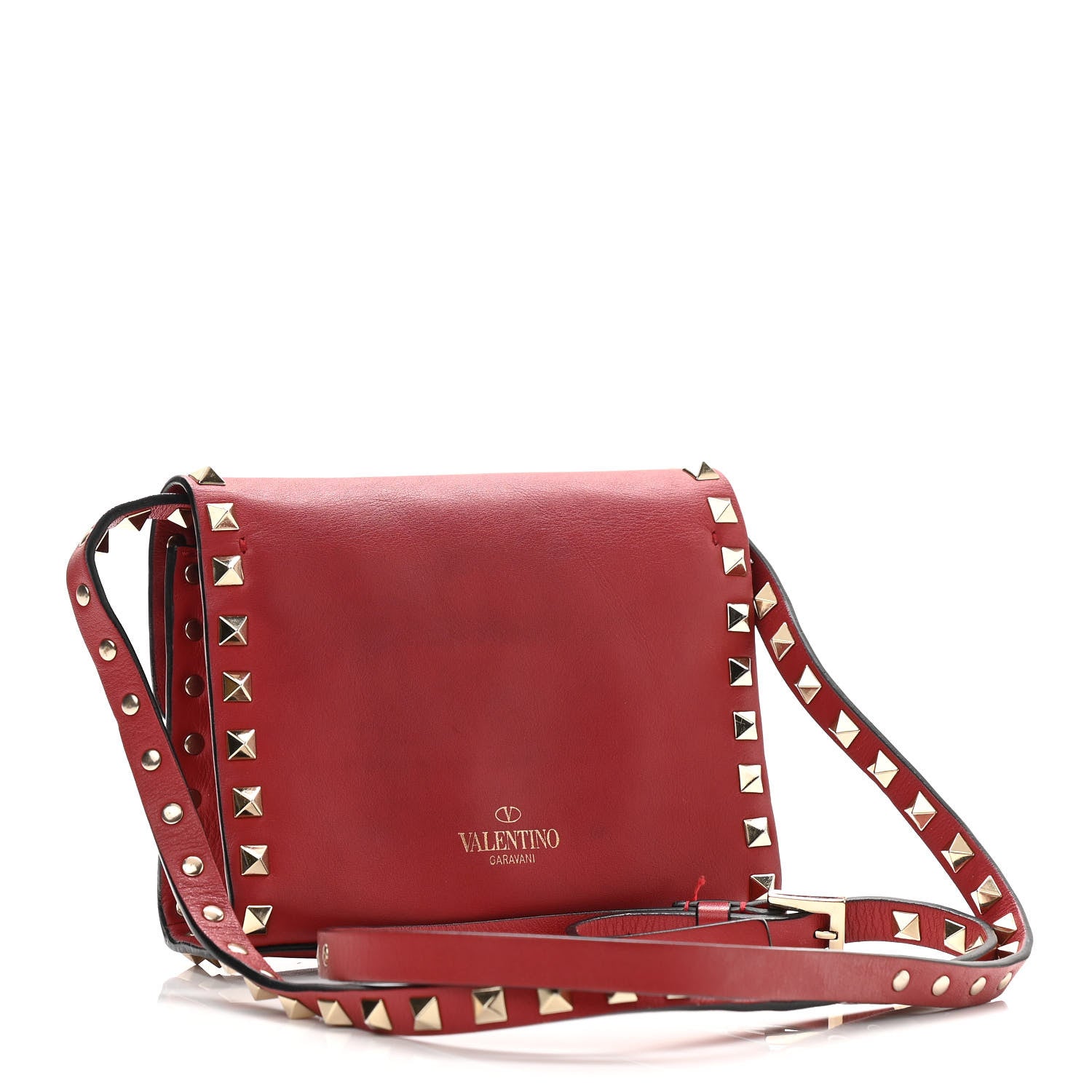Valentino Garavani Vitello Mini Rockstud Flip Lock Crossbody Bag Red 3 of 13