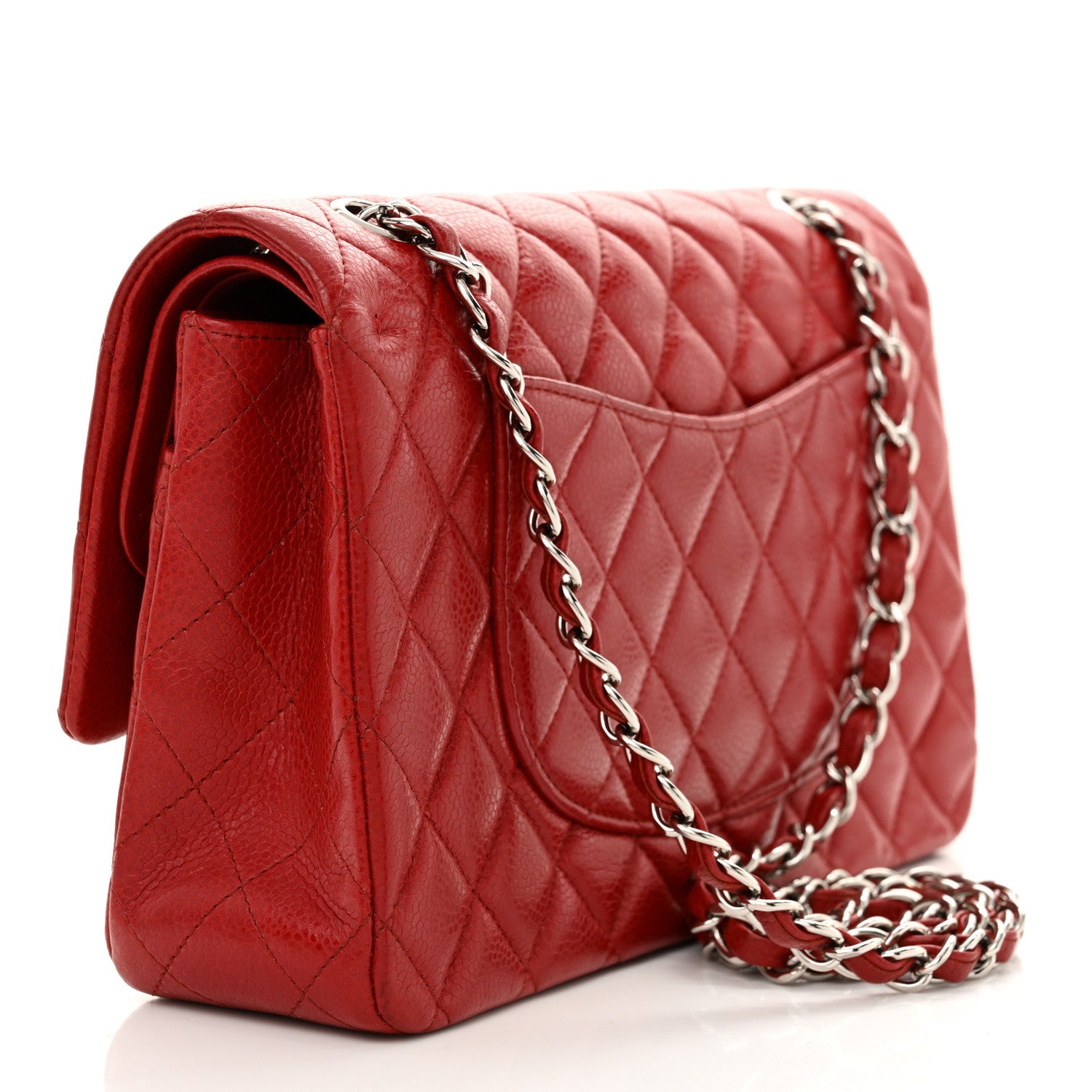 Chanel Caviar Quilted Medium Double Flap Dark Red 3 of 13