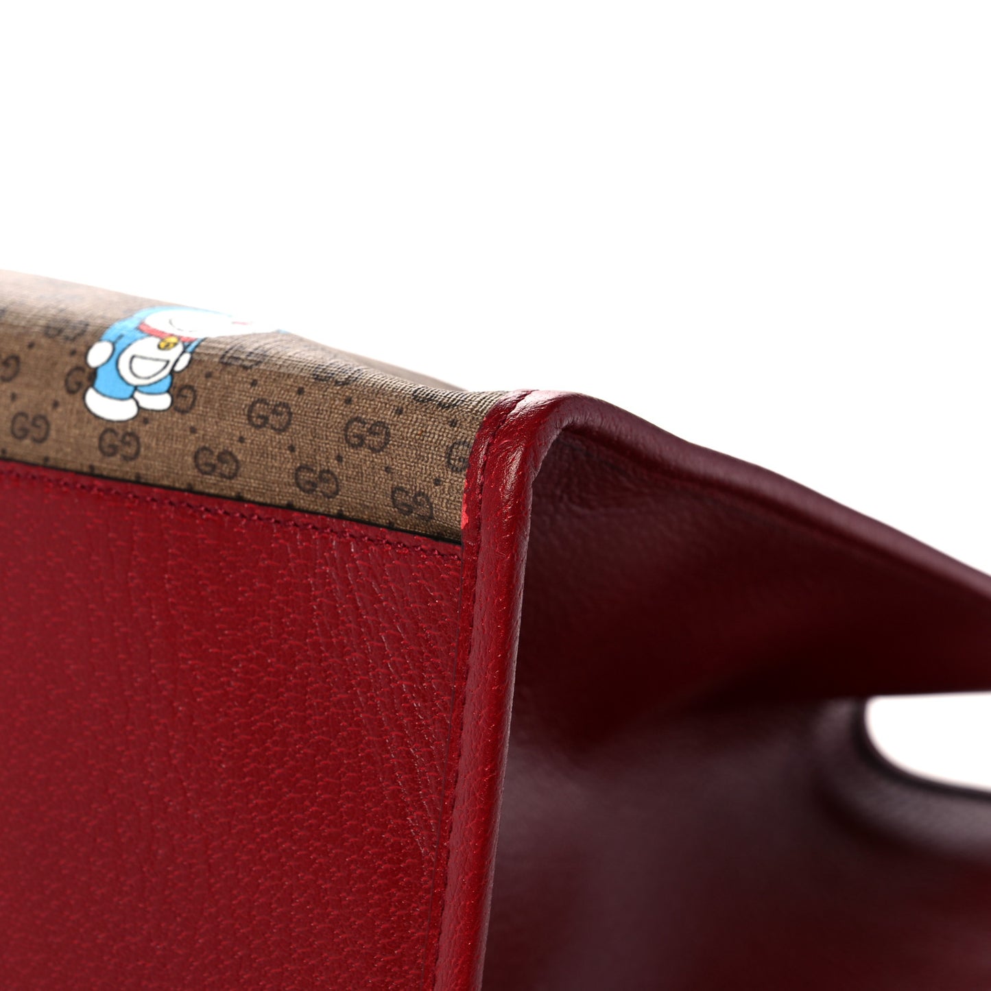 X DORAEMON Mini Vintage GG Supreme Monogram Large Tote Bag Beige Cherry Red