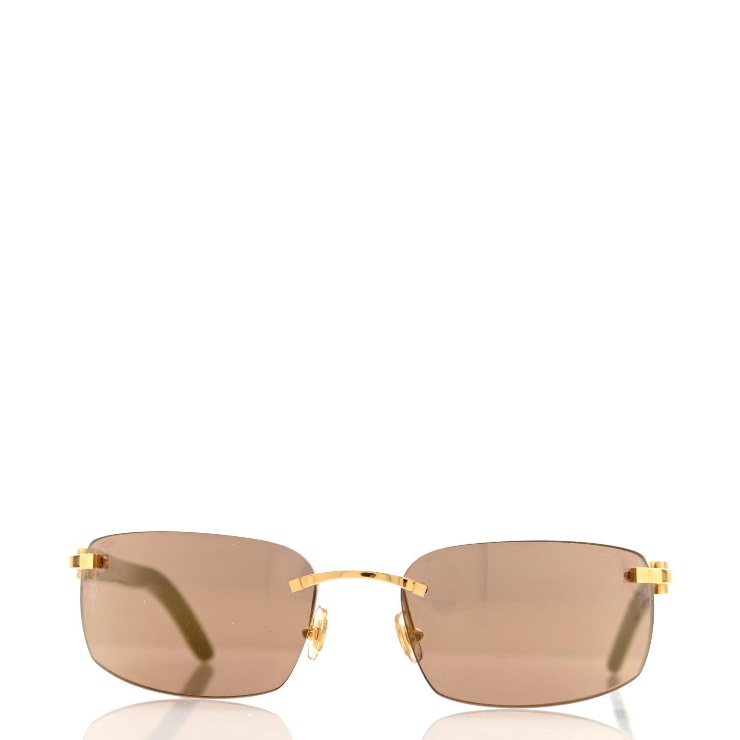 Cartier Metal Buffalo Horn Square Sunglasses Gold 2 of 8