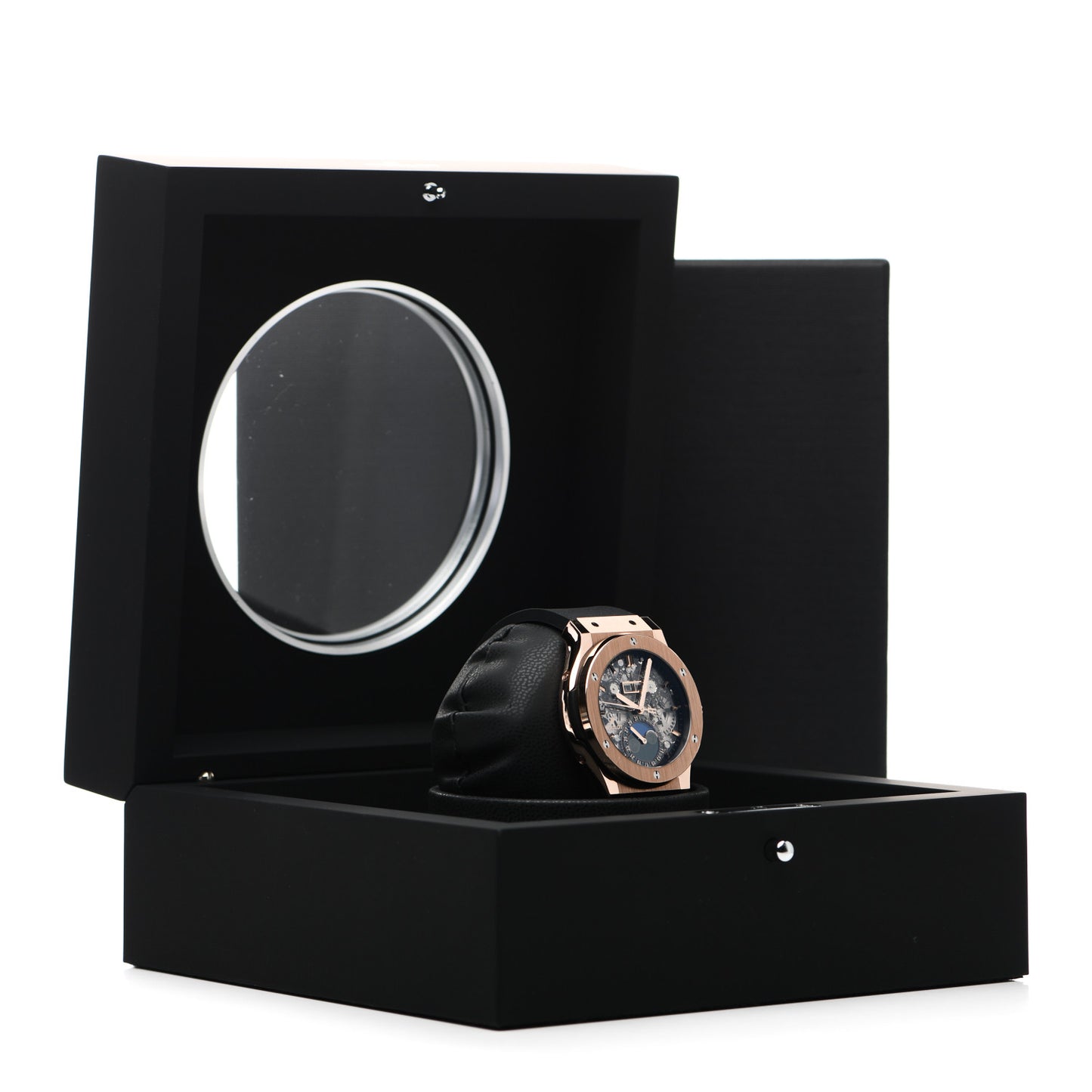 18K Rose Gold Alligator 45mm Classic Fusion Aerofusion Moonphase Watch Black 517.0X.0180.LR