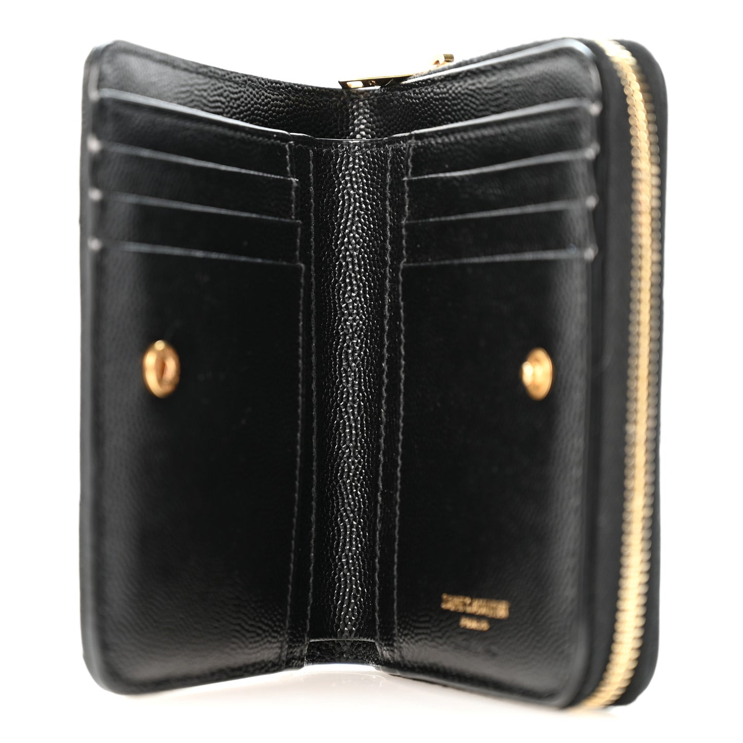 Grain De Poudre Matelasse Chevron Monogram Compact Zip Around Wallet Black