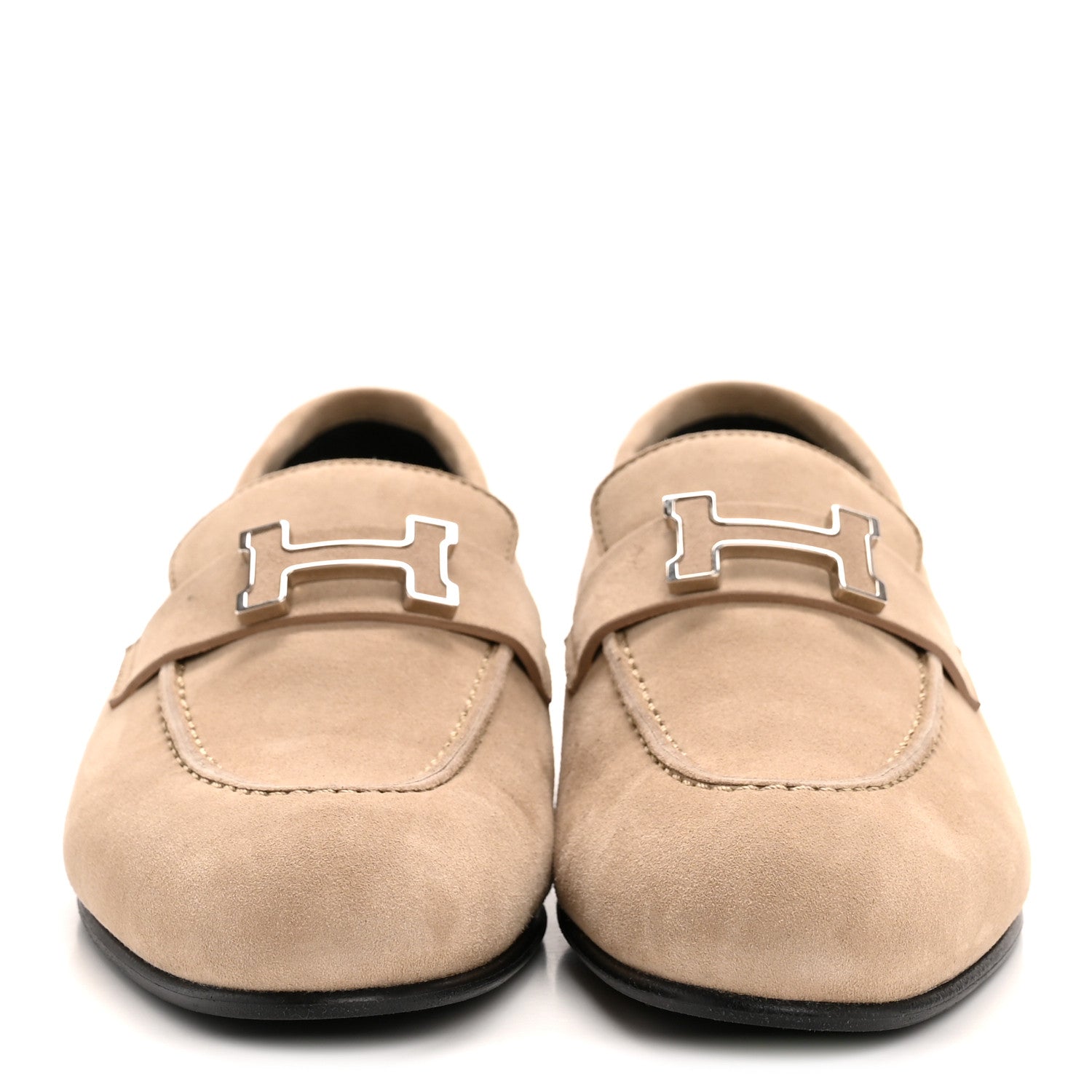 Hermes Suede Goatskin Paris Loafers 37 Beige Sable 3 of 10