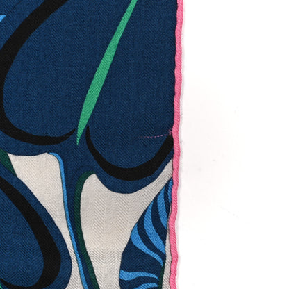 Hermes Cashmere Silk Jaguar Quetzal Shawl 140 Gris Chine Bleu 7 of 7