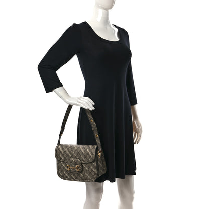 Gucci X BALENCIAGA GG Supreme Monogram Logo Print Horsebit 1955 Shoulder Bag Beige Ebony 2 of 11