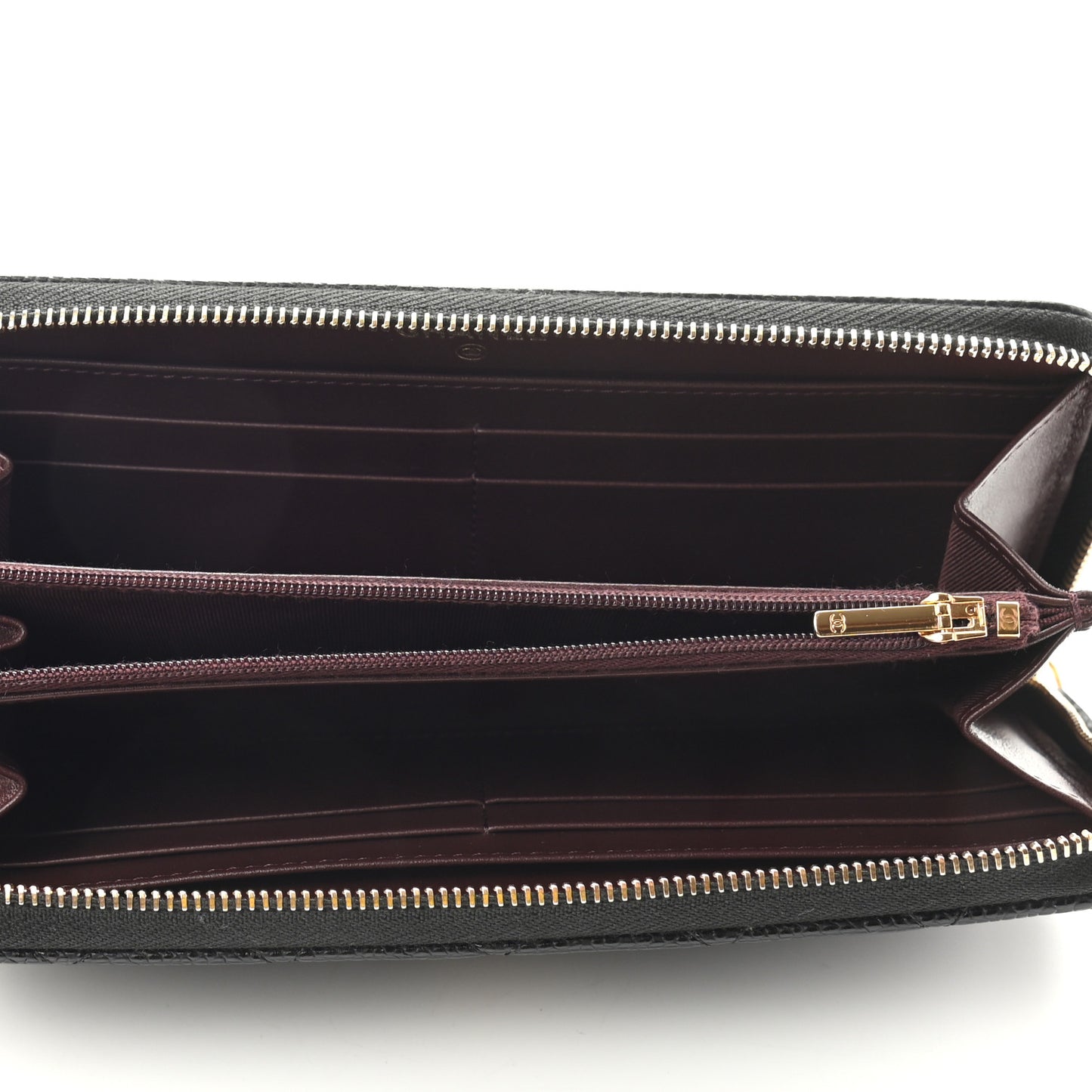 Caviar Quilted Large Gusset Zip Around Wallet Black