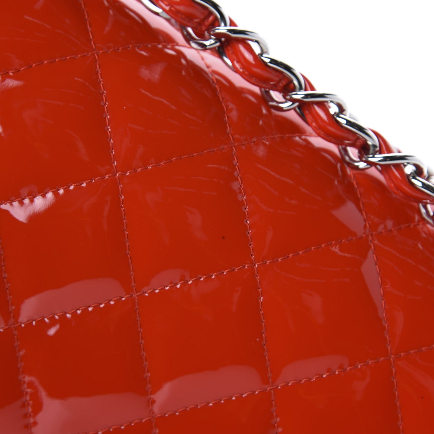 Patent Quilted Jumbo Double Flap Red