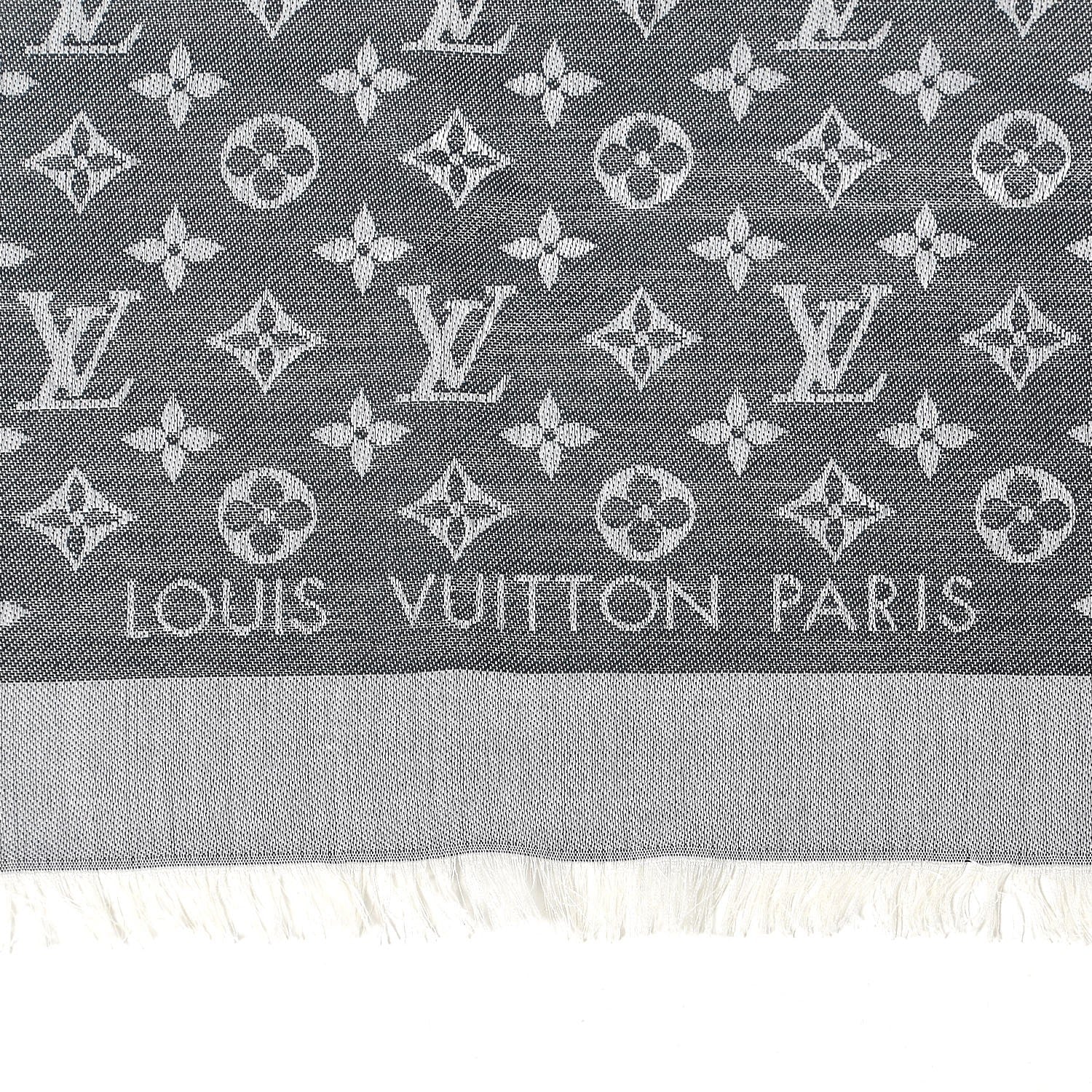 Louis Vuitton Wool Silk Monogram Denim Shawl Black 3 of 4