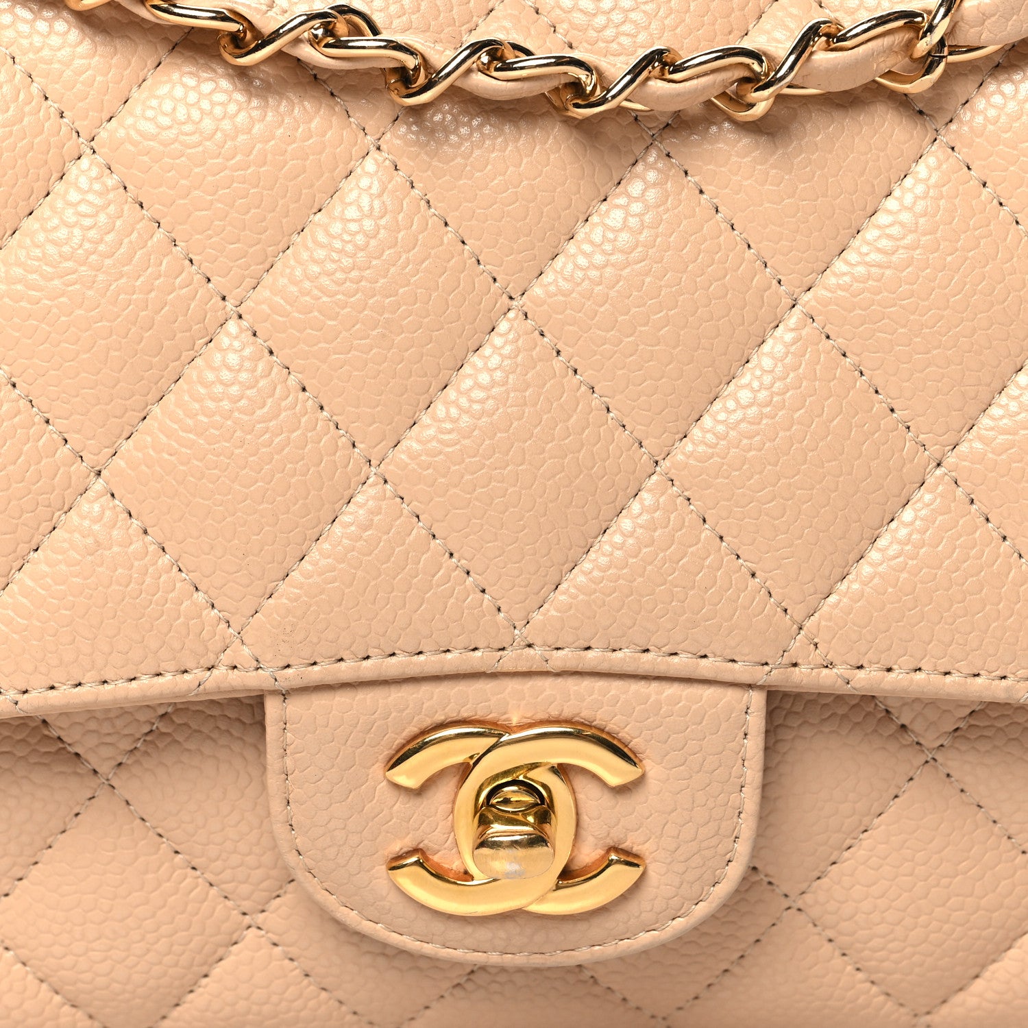 Chanel Caviar Quilted Medium Double Flap Beige 9 of 12