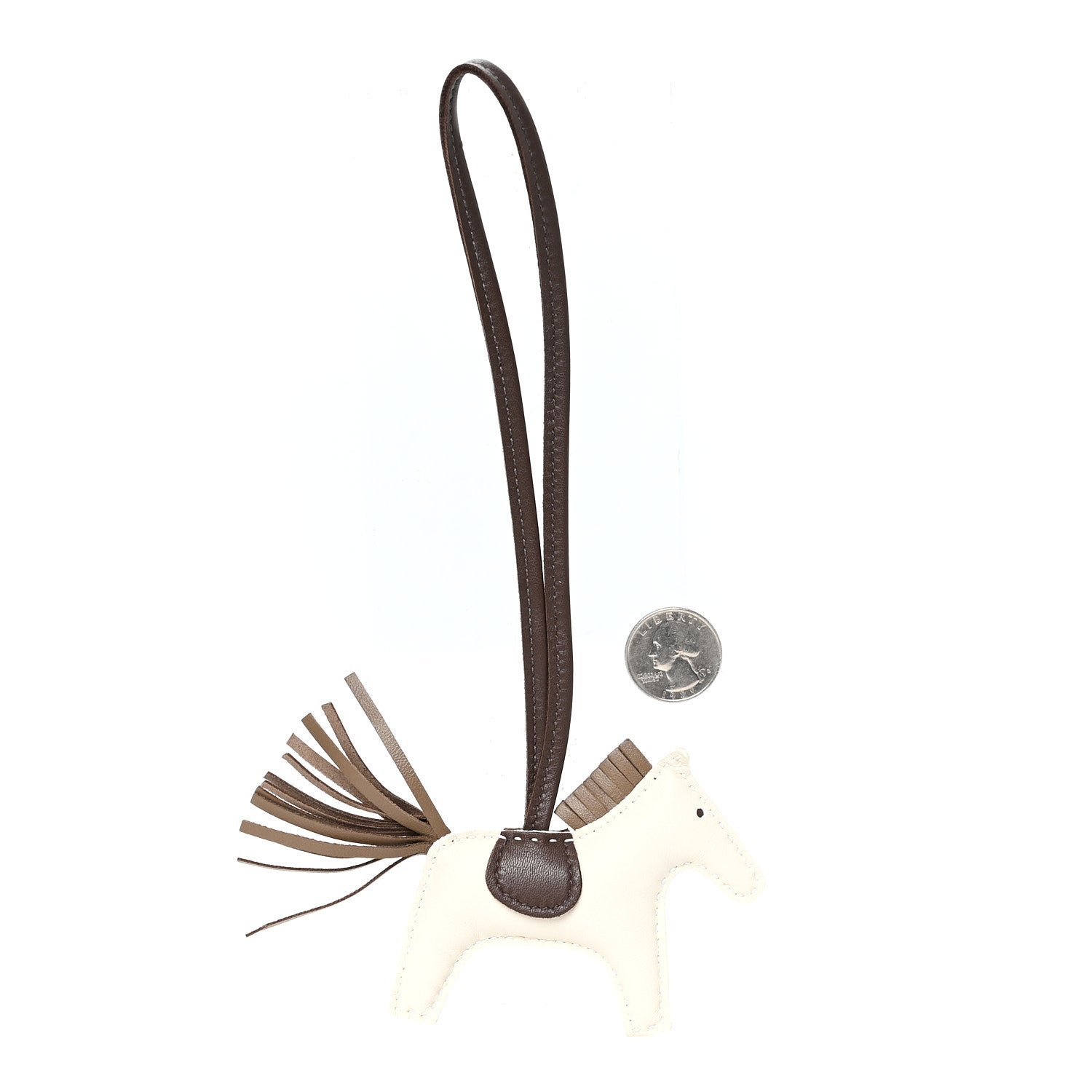 Hermes Milo Lambskin Grigri Rodeo Horse Bag Charm PM Craie Etoupe Chocolate 2 of 4
