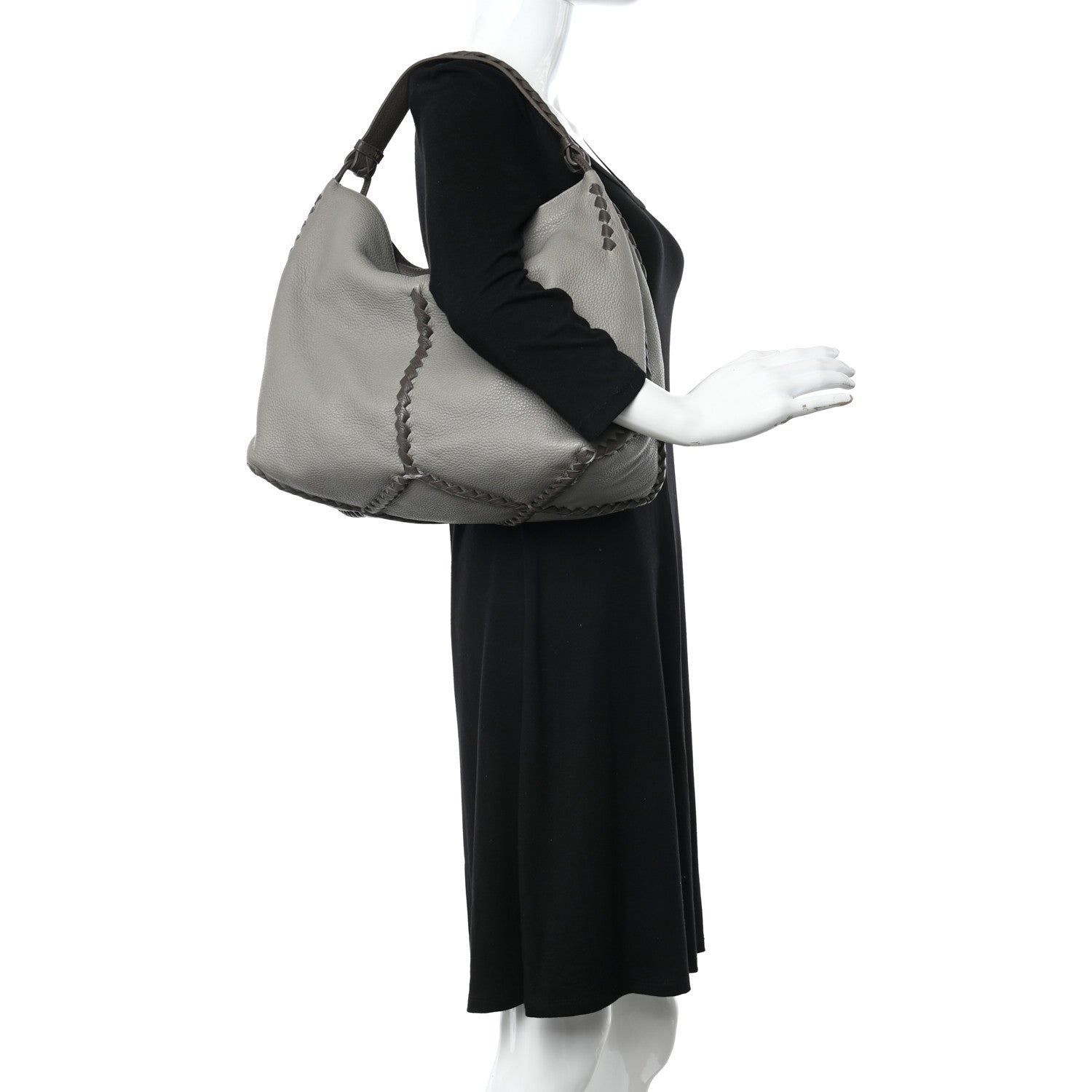 Bottega Veneta Cervo Lavato Deerskin Hobo Dark Cement New Steel 2 of 9