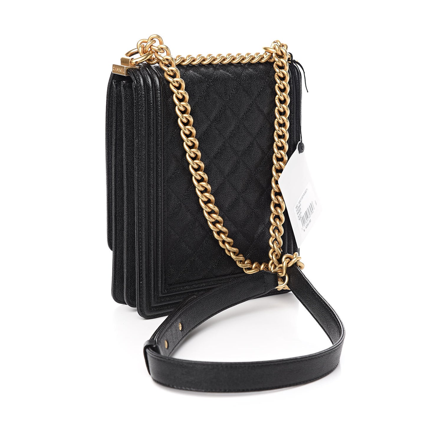 Caviar Quilted North South Boy Flap Black