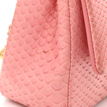 Chanel Snakeskin Mini Rectangular Valentine Charms Flap Pink 15 of 17