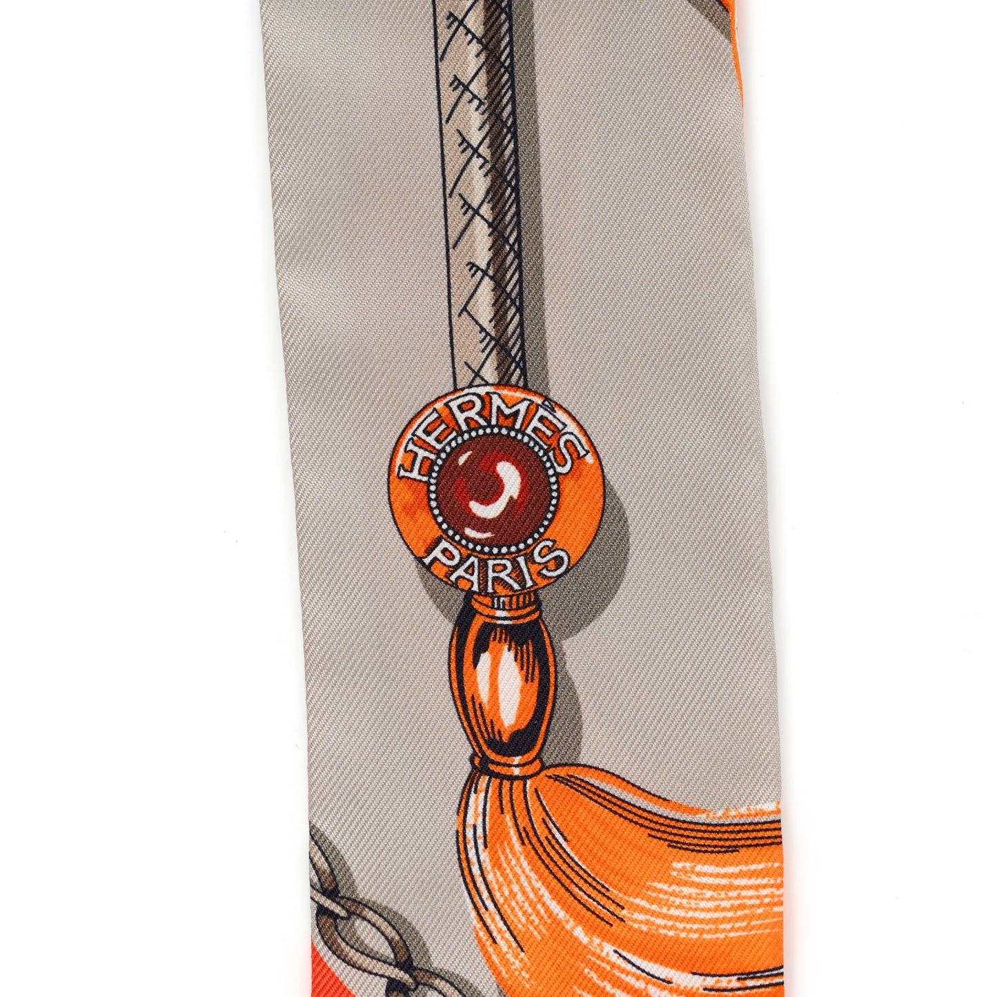 Silk Cavalcades Twilly Gris Perle Orange Acajou