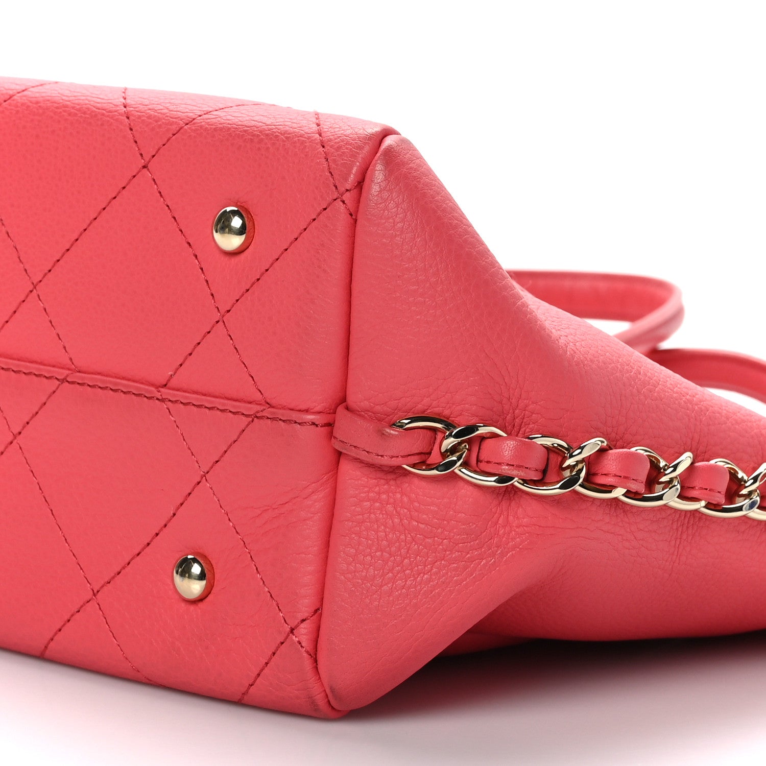 Chanel Bullskin Stitched Small Shopping Tote Pink 9 of 9