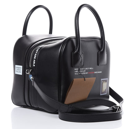 Burberry Smooth Calfskin Montage Print Small Cube Bowling Bag Black 3 of 12
