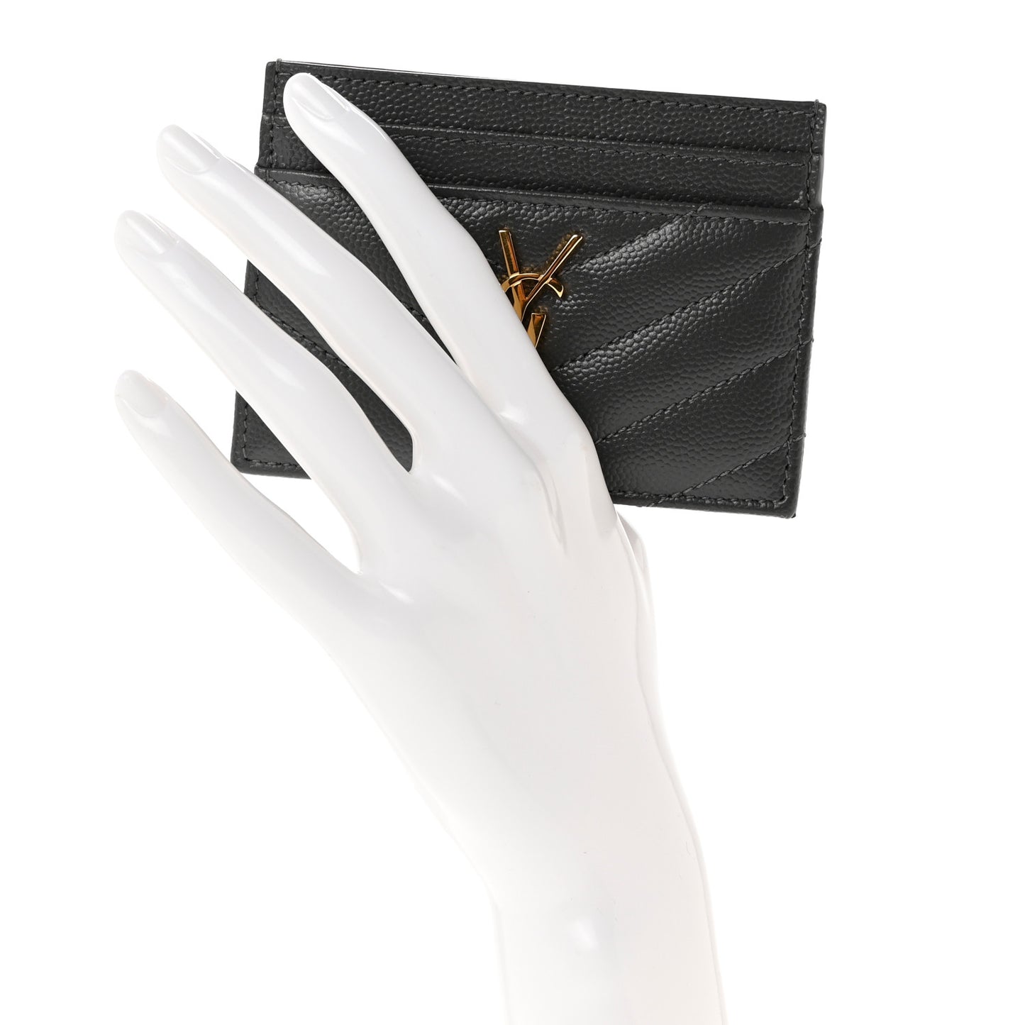 Grain De Poudre Matelasse Chevron Monogram Credit Card Case Storm