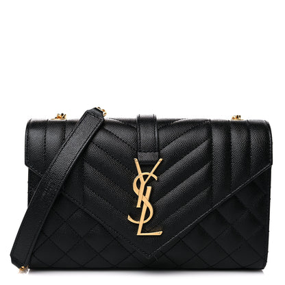 Saint Laurent Grain De Poudre Textured Mixed Matelasse Triquilt Small Monogram Satchel Black 1 of 10