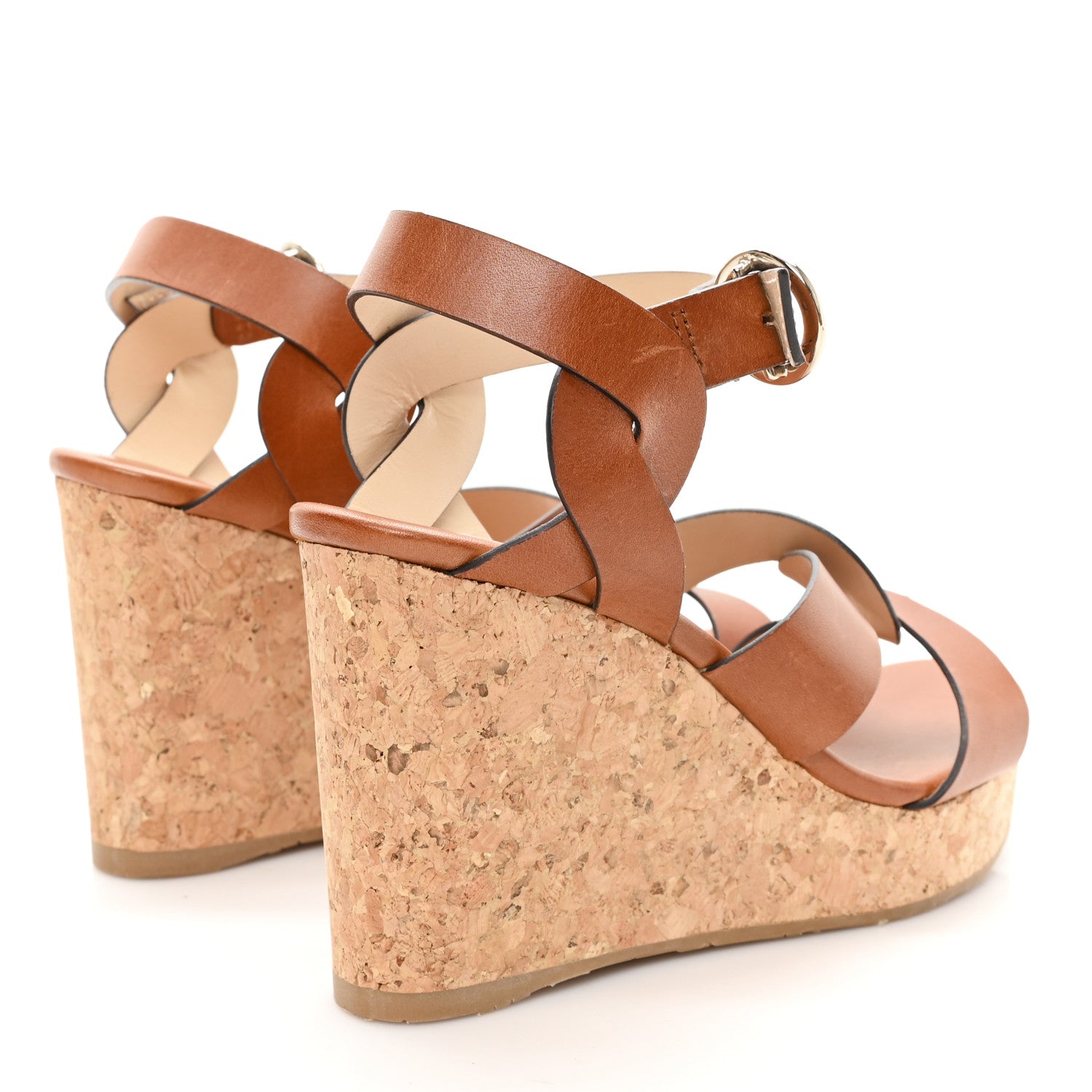 Jimmy Choo Vachetta Cork Aleili 100 Wedge Sandals 39.5 Brown 5 of 9