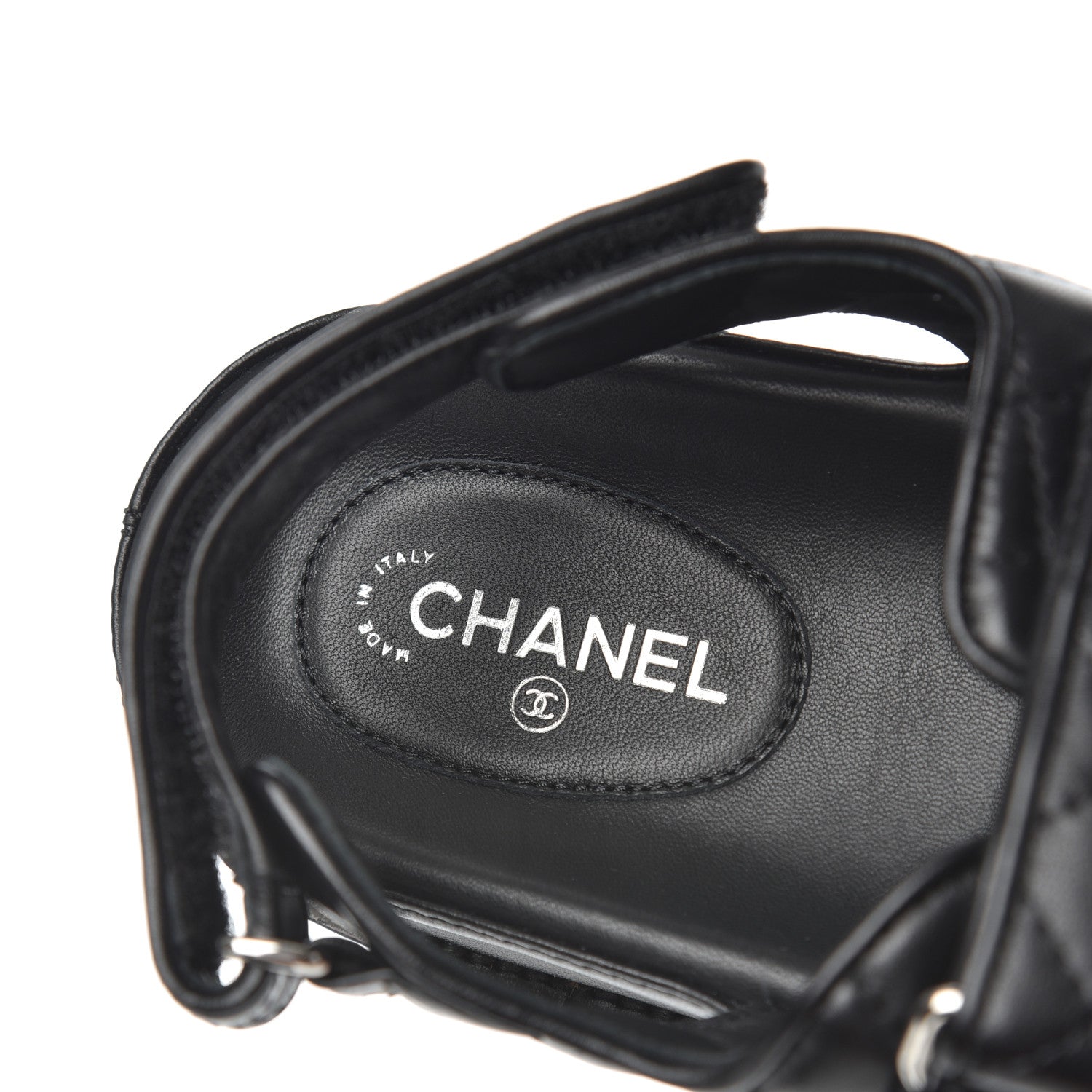 Chanel Lambskin Quilted Velcro Dad Sandals 38.5 So Black 7 of 8