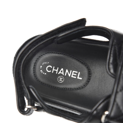 Chanel Lambskin Quilted Velcro Dad Sandals 38.5 So Black 7 of 8