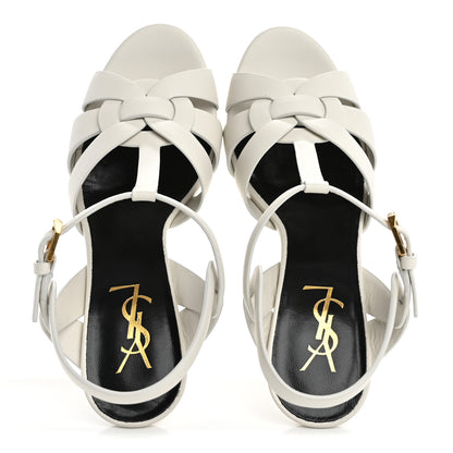 Saint Laurent Calfskin Tribute 75 Platform Sandals 36 White 2 of 9