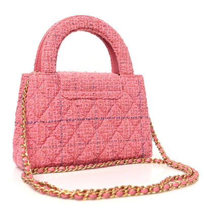 Chanel Tweed Quilted Nano Kelly Shopper Pink 2 of 11