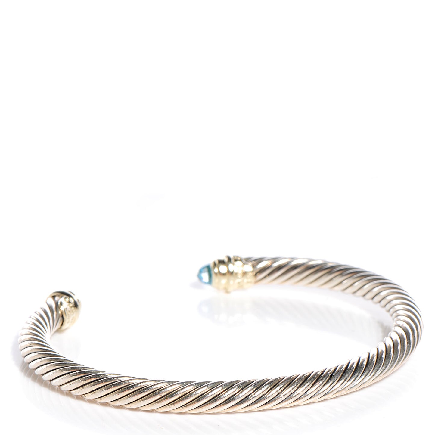 Sterling Silver 14K Yellow Gold Blue Topaz 5mm Cable Classics Petite Color Bracelet