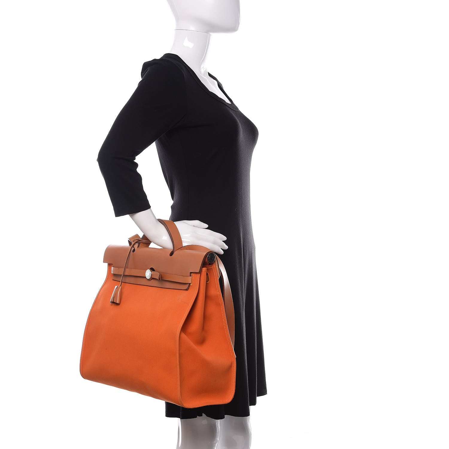 Hermes Vache Hunter Toile Herbag Zip 39 PM Orange 2 of 19