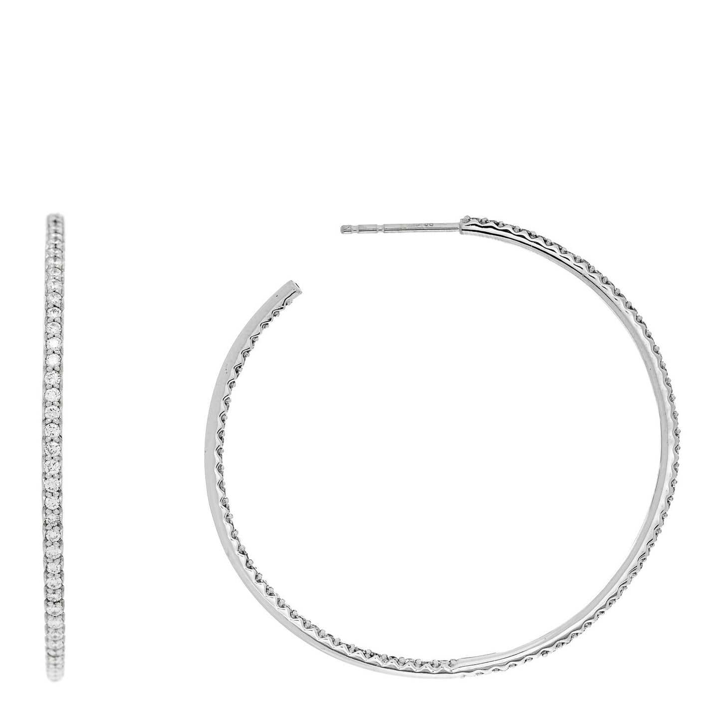 18K White Gold Diamond 1.75ctw Inside Out Hoop Earrings