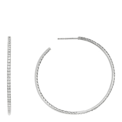Roberto Coin 18K White Gold Diamond 1.75ctw Inside Out Hoop Earrings 1 of 5