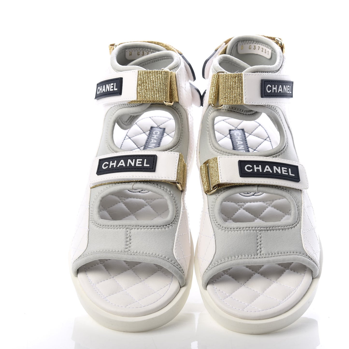 Goatskin Fabric Gladiator Sandals 40 Grey Navy Blue