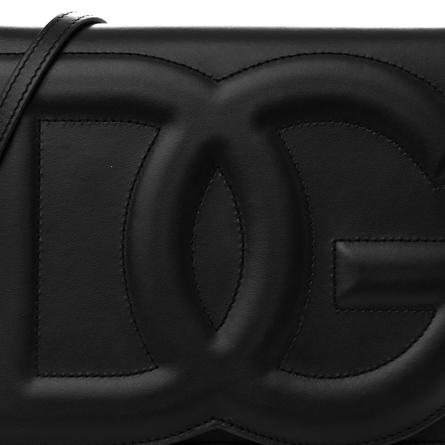 Calfskin DG Logo Flap Crossbody Bag Black