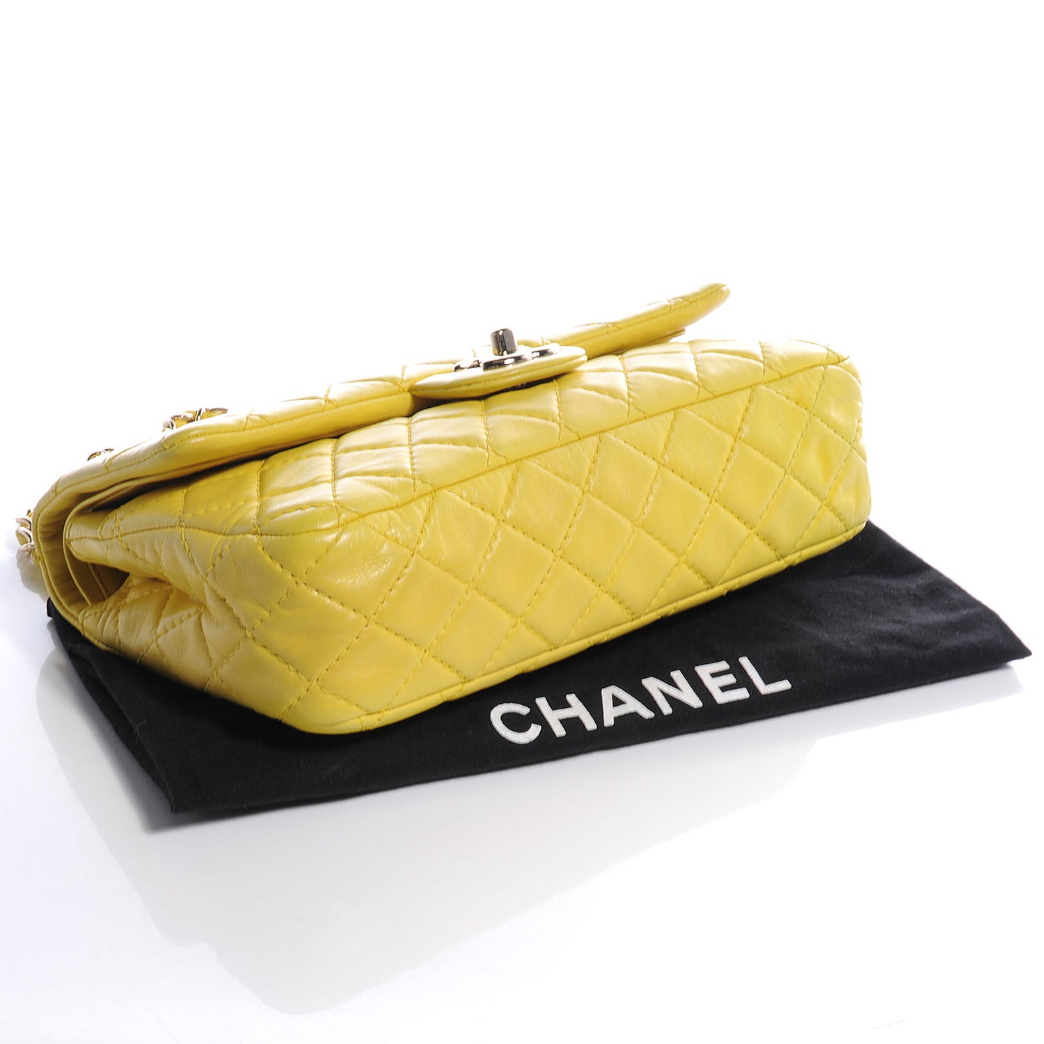 Chanel Lambskin Medium Double Flap Yellow 4 of 8