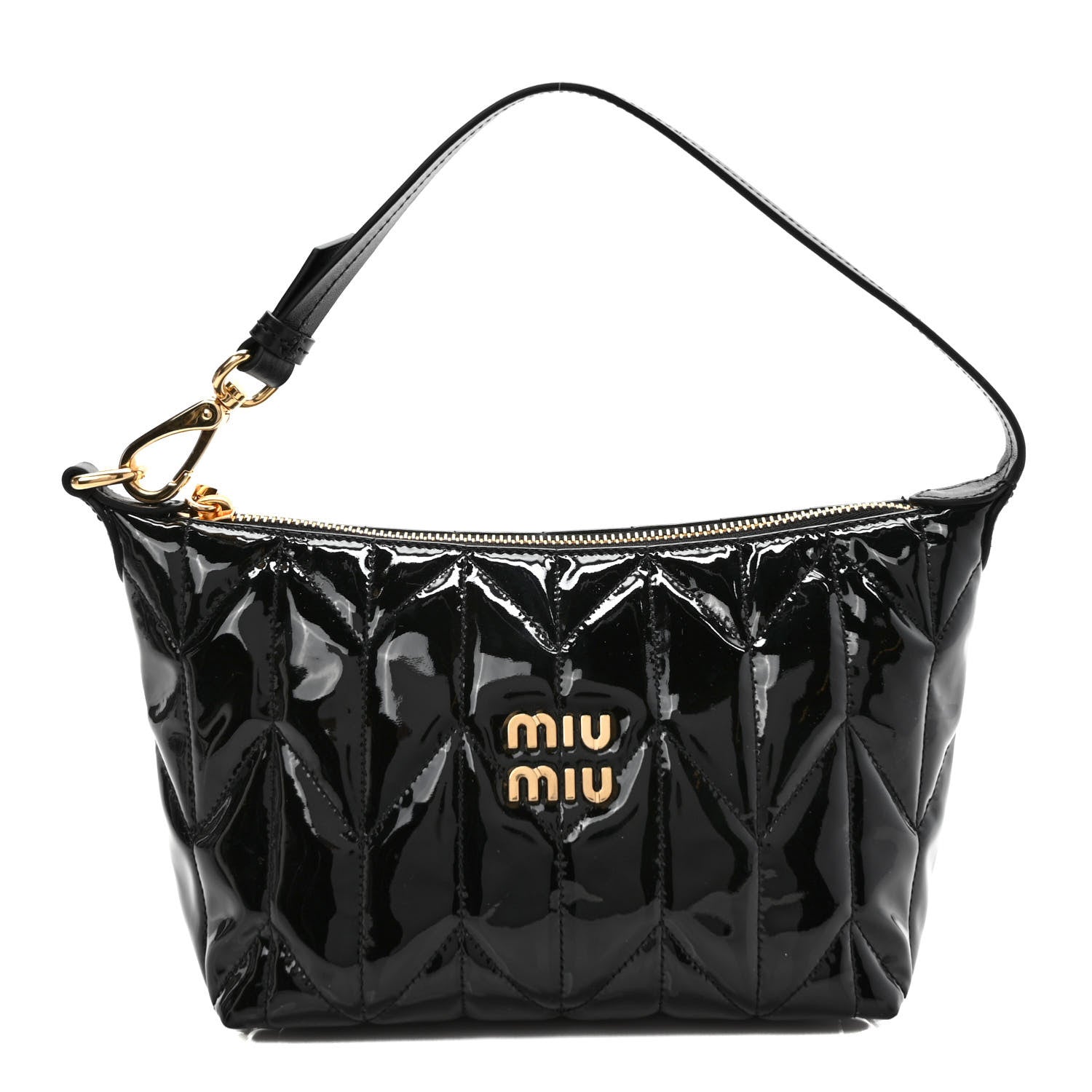 Miu Miu Iridescent Fabric Quilted Mini Spirit Ciré Bag Black 1 of 8